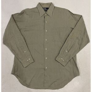 Polo Ralph Lauren Button Up Warwick Shirt Mens 16 34/35 Green Striped Preppy‎